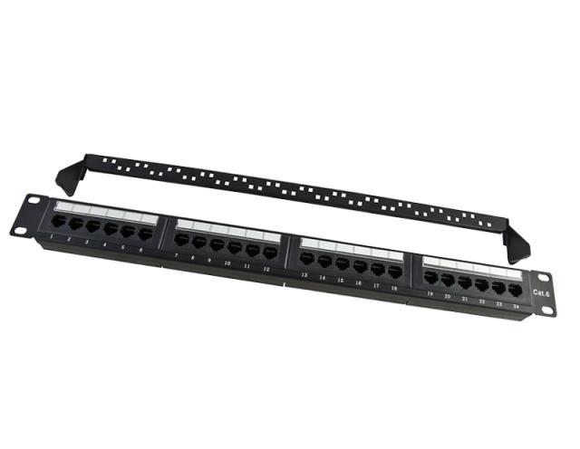 UTP Cat.6 Patch Panel 24 Port Dual Use IDC With Back Bar  (ar-u24p-c601-4)